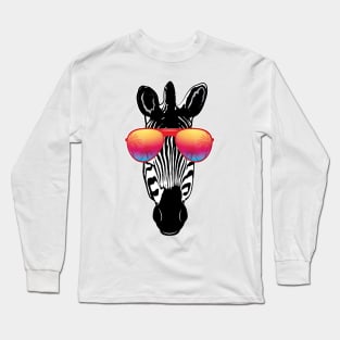 Summer Party Zebra With Sunglasses Long Sleeve T-Shirt